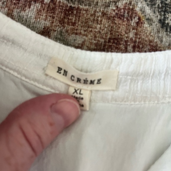 En Creme White Mini Dress with Embroidered Sleeves - Picture 2 of 6